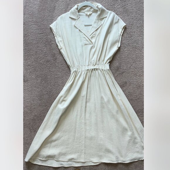 Melloday Linen Blend Dress - Cream - Size Small - Picture 1 of 9